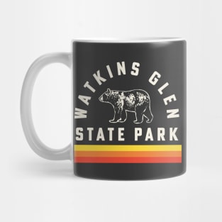 Watkins Glen State Park Souvenir Bear Retro Vintage Stripes Mug